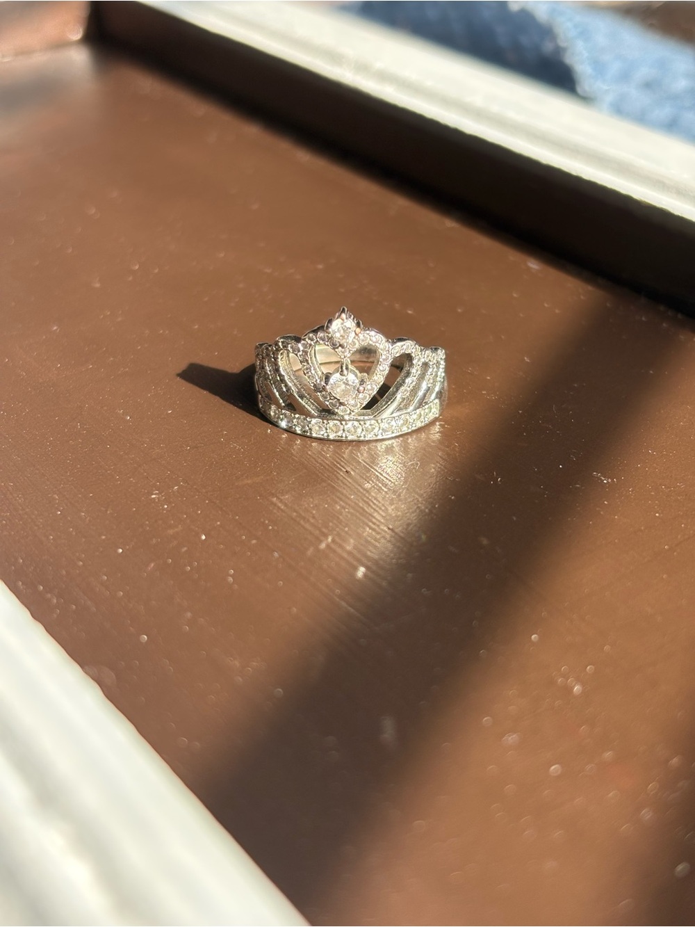 Crown Tiara Sterling Silver Ring with Clear Stones
